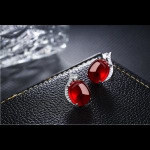 Red Corundum 925 Sterling Silver Earrings - 100% FIRM ON NEW PRICING!